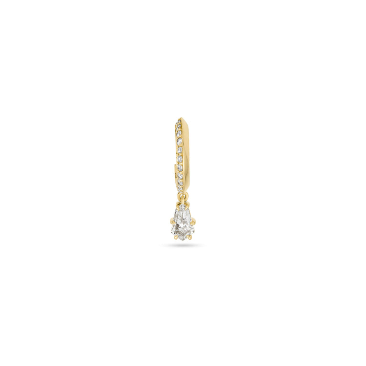 Stone and Strand 14K Yellow Gold LAB-Created Shield Diamond Pave Huggie Single Front Left Image