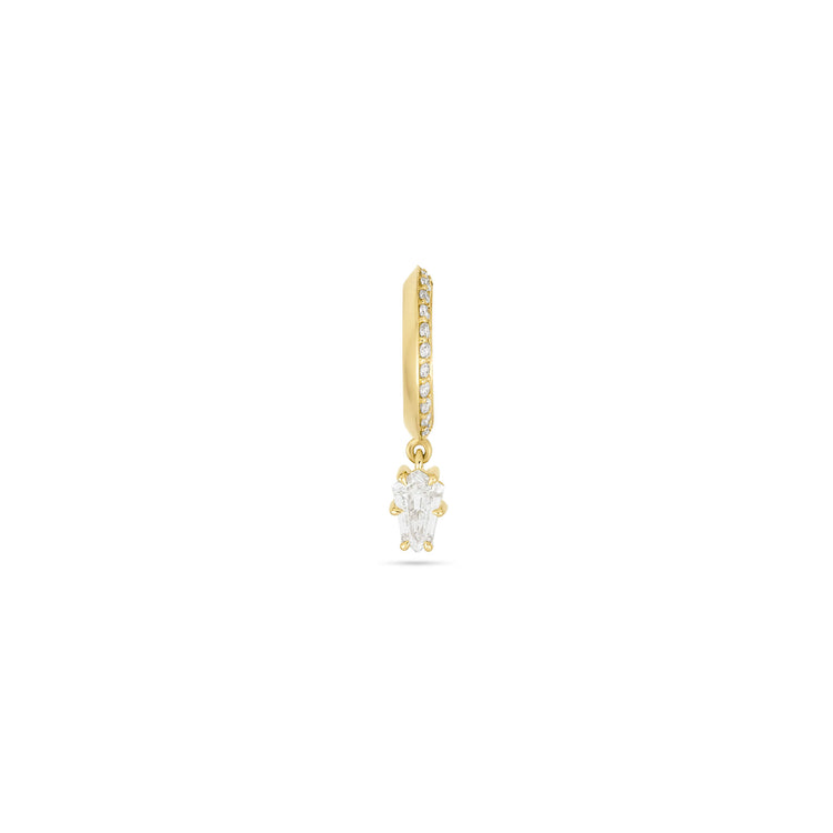 Stone and Strand 14K Yellow Gold LAB-Created Shield Diamond Pave Huggie Single Front Right Image