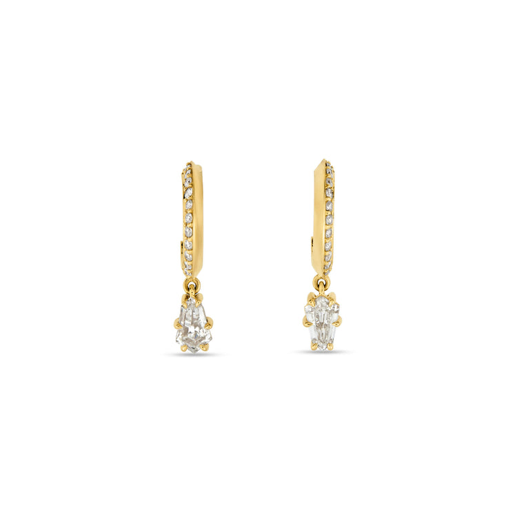 Stone and Strand 14K Yellow Gold LAB-Created Shield Diamond Pave Huggies Front Image