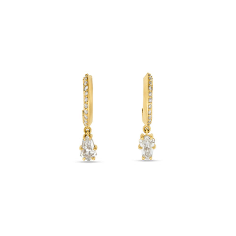 Stone and Strand 14K Yellow Gold LAB-Created Shield Diamond Pave Huggies Front Image