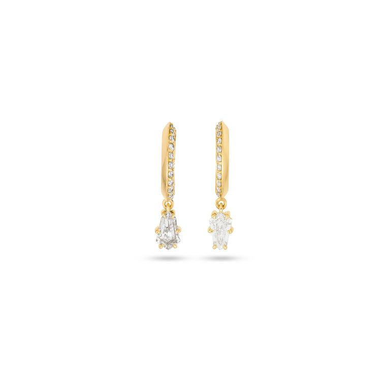 Stone and Strand 14K Yellow Gold LAB-Created Shield Diamond Pave Huggies Front Image