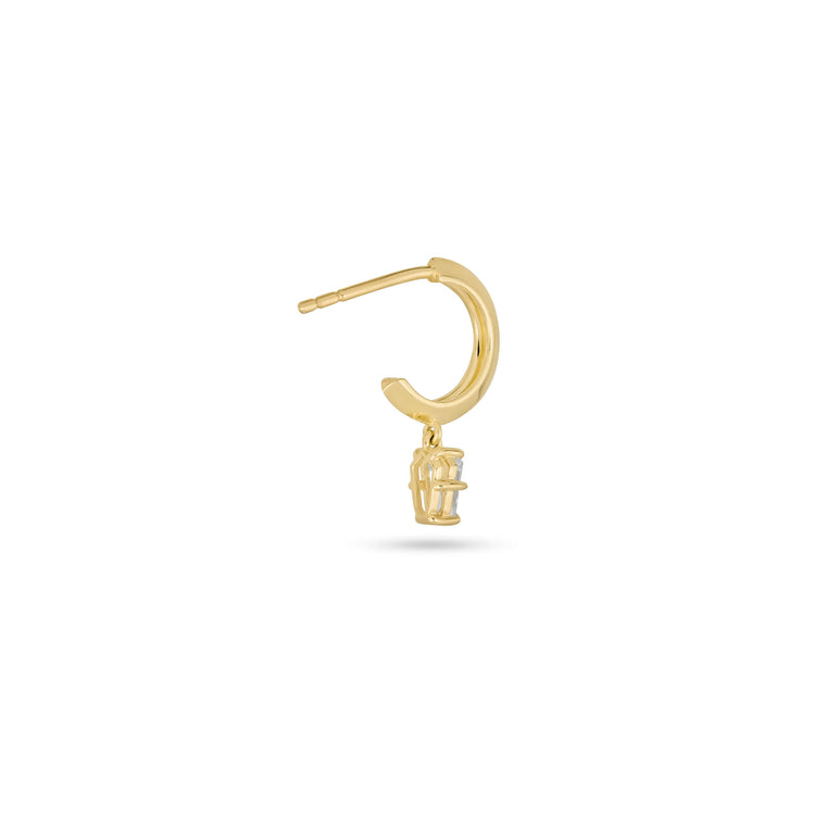 Stone and Strand 14K Yellow Gold LAB-Created Shield Diamond Pave Huggie Single Rear Right Image