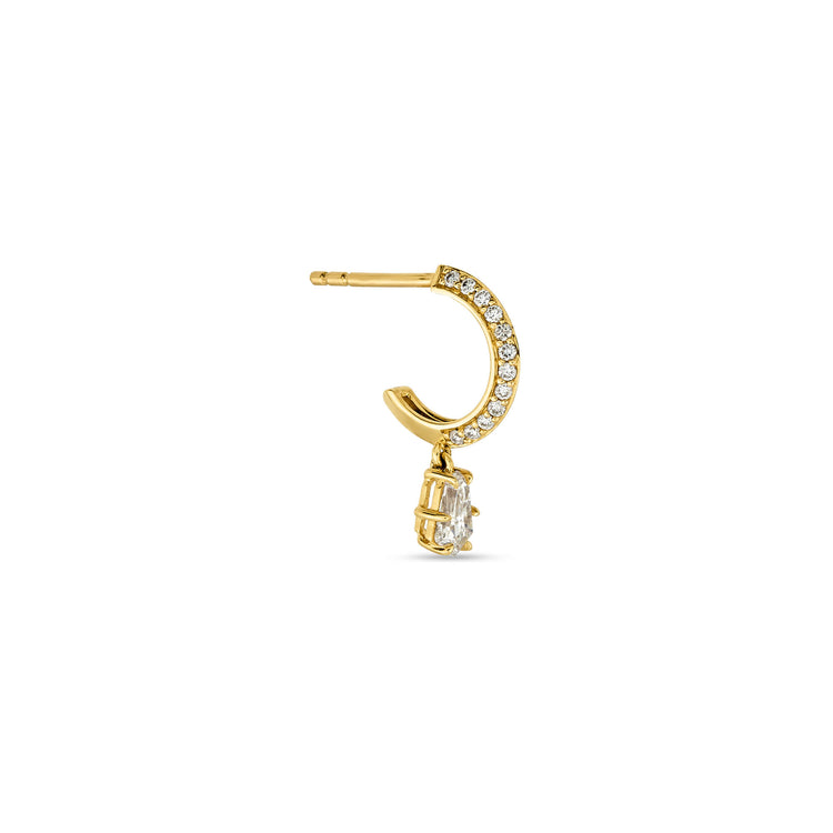 Stone and Strand 14K Yellow Gold LAB-Created Shield Diamond Pave Huggies Side Single Left Image