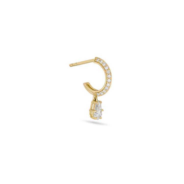 Stone and Strand 14K Yellow Gold LAB-Created Shield Diamond Pave Huggie Single Side Left Image