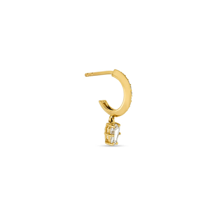 Stone and Strand 14K Yellow Gold LAB-Created Shield Diamond Pave Huggies Side Single Right Image