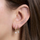 Image of 14K Yellow Gold LAB-Created Shield Diamond Pave Huggies with Stone and Strand Earrings