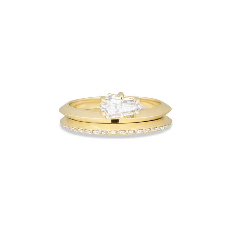 Stone and Strand 14K Yellow Gold LAB-Created Shield Diamond Ring Stack Front Image
