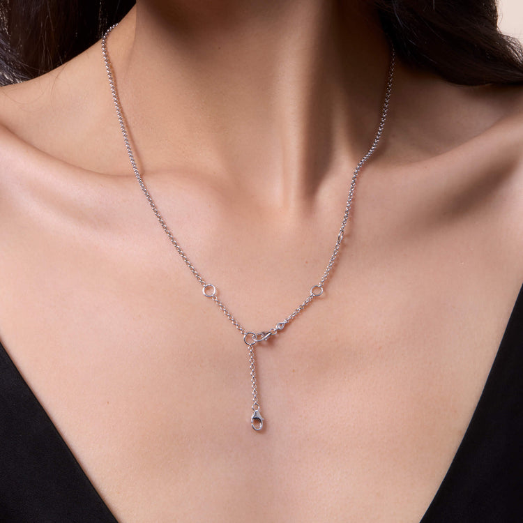 Image of Sterling Silver LAB-Created Double Rolo Pivot Chain on Models Neck