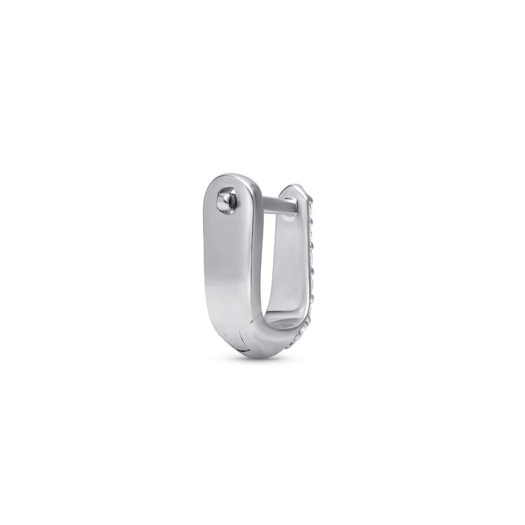 Stone and Strand Sterling Silver LAB-Created Silver Knife Edge Single Hoop Rear Image