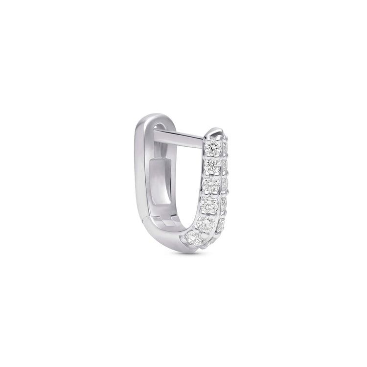 Stone and Strand Sterling Silver LAB-Created Silver Knife Edge Single Hoop Side Image