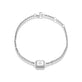 LAB-Created Silver Pave Engravable Dog Tag Bracelet