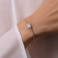 Image of Sterling Silver LAB-Created Pave Engravable Dog Tag Bracelet on Models Arm