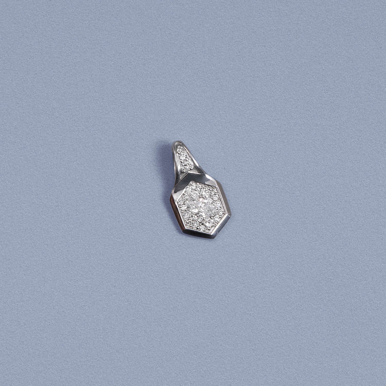 Stone and Strand Sterling Silver LAB-Created Pave Hexagon Charm Editorial Image