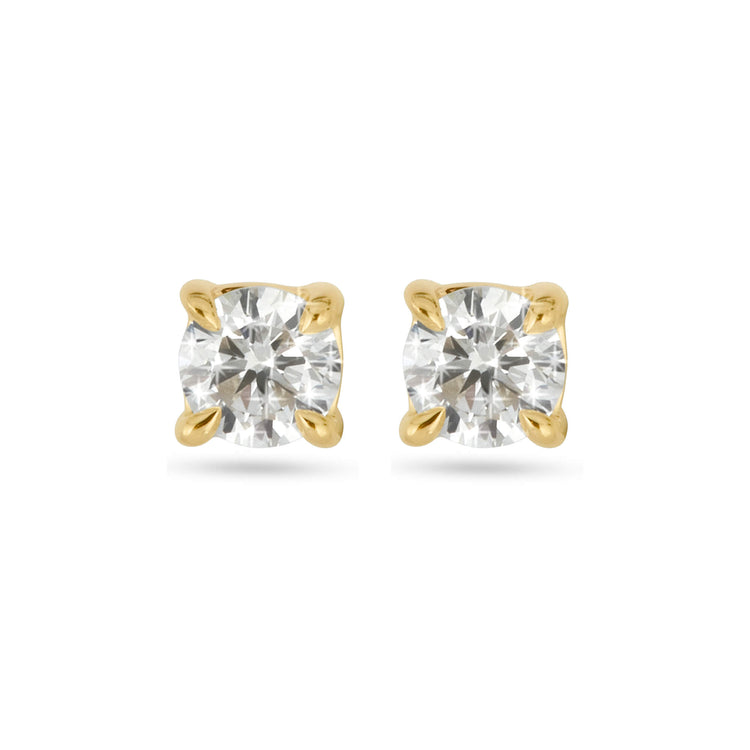 Stone and Strand 14K Yellow Gold LAB-Created Diamond Essential Round Stud Earrings Front Image