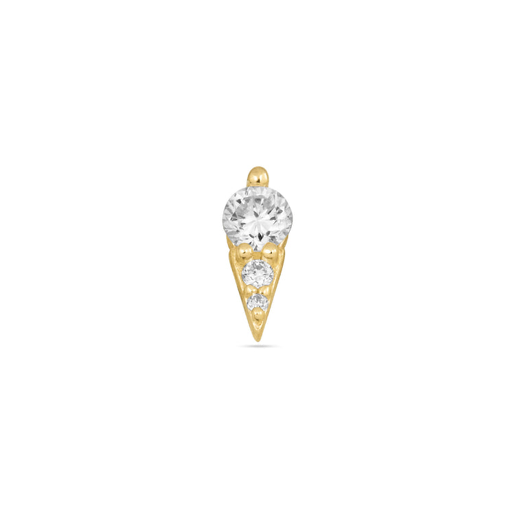 Stone and Strand 14K Yellow Gold LAB-Created To The Second Hole Flat Back Piercing Earring Front Image