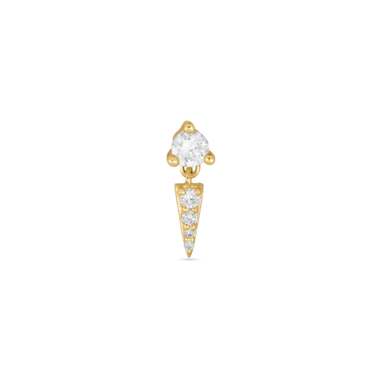 Stone and Strand 14K Yellow Gold LAB-Created Triangle Point Second Hole Flat Back Piercing Earring Front Image