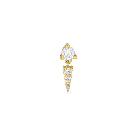Stone and Strand 14K Yellow Gold LAB-Created Triangle Point Second Hole Flat Back Piercing Earring Front Image