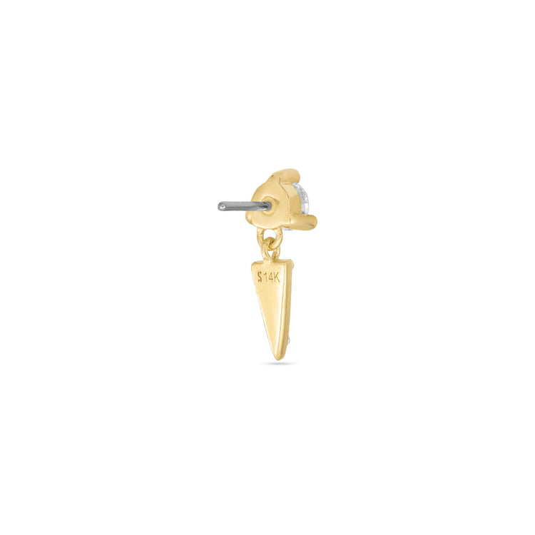 Stone and Strand 14K Yellow Gold LAB-Created Triangle Point Second Hole Flat Back Piercing Earring Rear Image