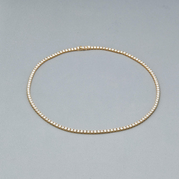 Stone and Strand 14K Yellow Gold Lab-Created Unflippable Tennis Necklace Editorial Image