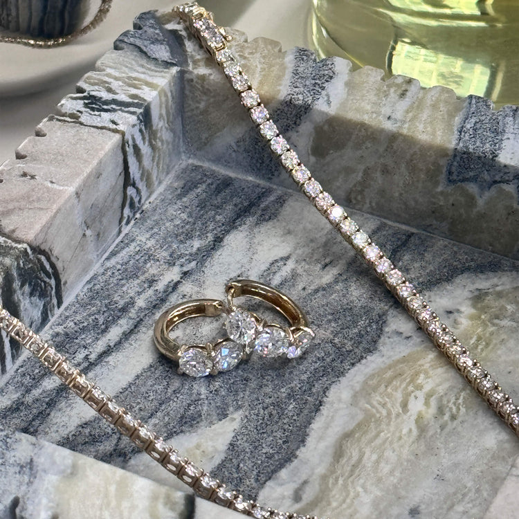 Still life image of LAB-Created Unflippable Tennis Necklace in White Gold with Stone and Strand solid gold jewelry