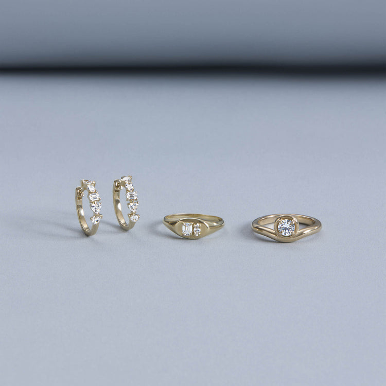 Still life image of Carnival Lab-Created Diamond Hoops with Stone and Strand solid gold jewelry