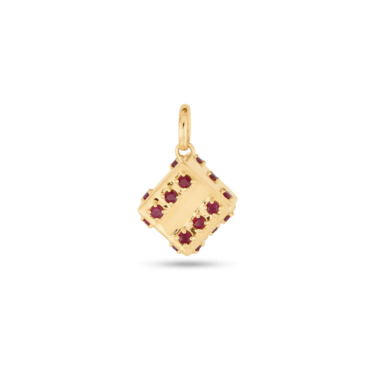 Stone and Strand 10K Yellow Gold Lady Luck Ruby Dice Charm Front Image