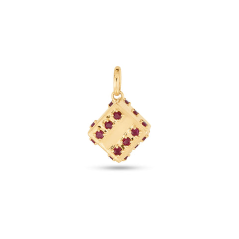 Stone and Strand 10K Yellow Gold Lady Luck Ruby Dice Charm Front Image