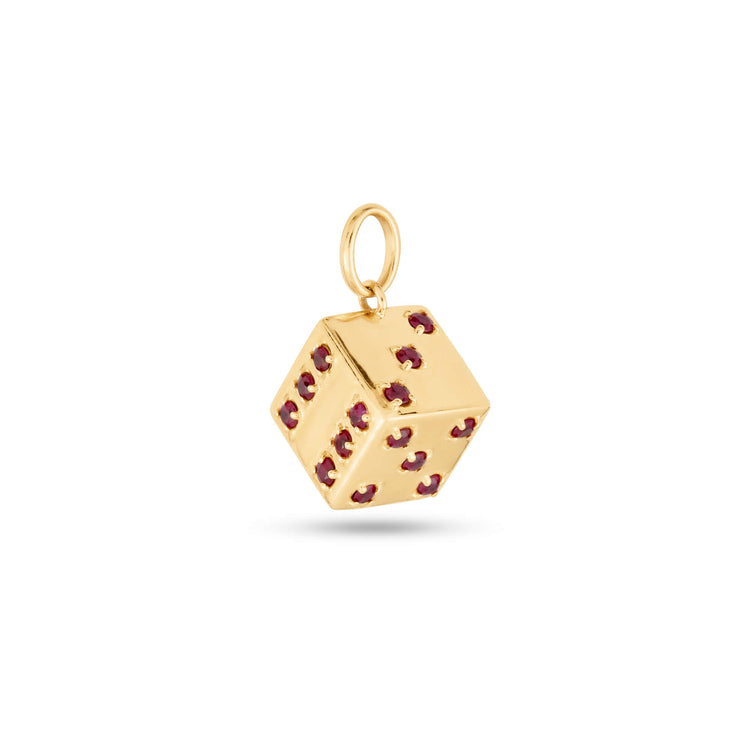 Stone and Strand 10K Yellow Gold Lady Luck Ruby Dice Charm Side Image
