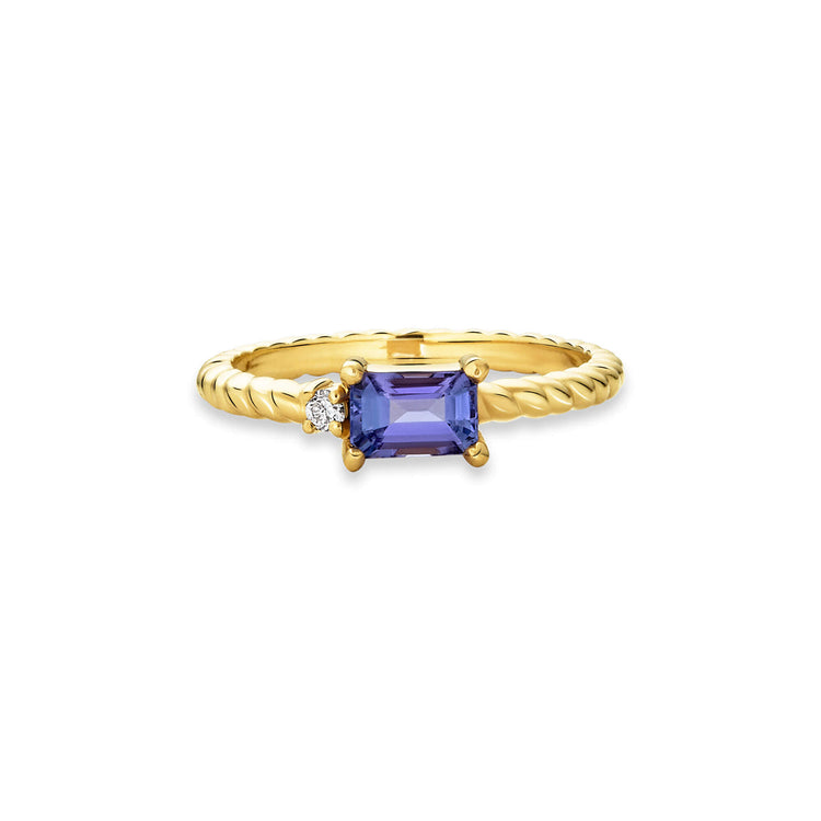 Stone and Strand 10K Yellow Gold Lakeside At Twilight Diamond and Tanzanite Ring Front Image