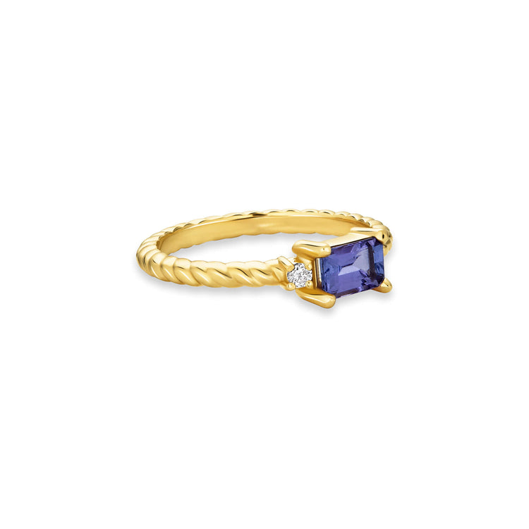 Stone and Strand 10K Yellow Gold Lakeside At Twilight Diamond and Tanzanite Ring Side Image