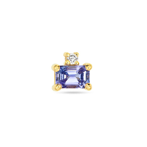 Stone and Strand 10K Yellow Gold Lakeside Diamond and Tanzanite Buddy Stud Front Image