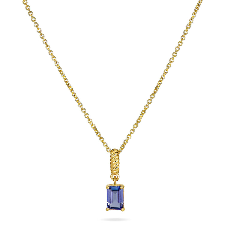 Stone and Strand 10K Yellow Gold Lakeside Tanzanite Necklace Close Up Image