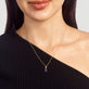 Image of 10K Yellow Gold Lakeside Tanzanite Necklace with Tanzanite on Models Neck