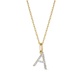 Stone and Strand 10K Yellow Gold Large Pave Diamond Initial Charm Necklace Close Up A Image