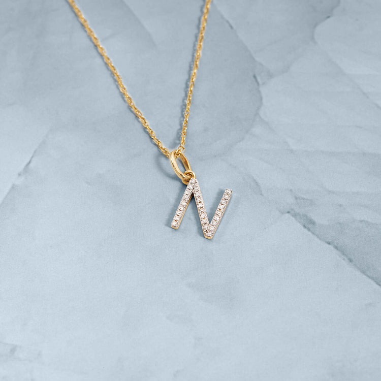 Still life image of Large Pave Diamond Initial Charm Necklace