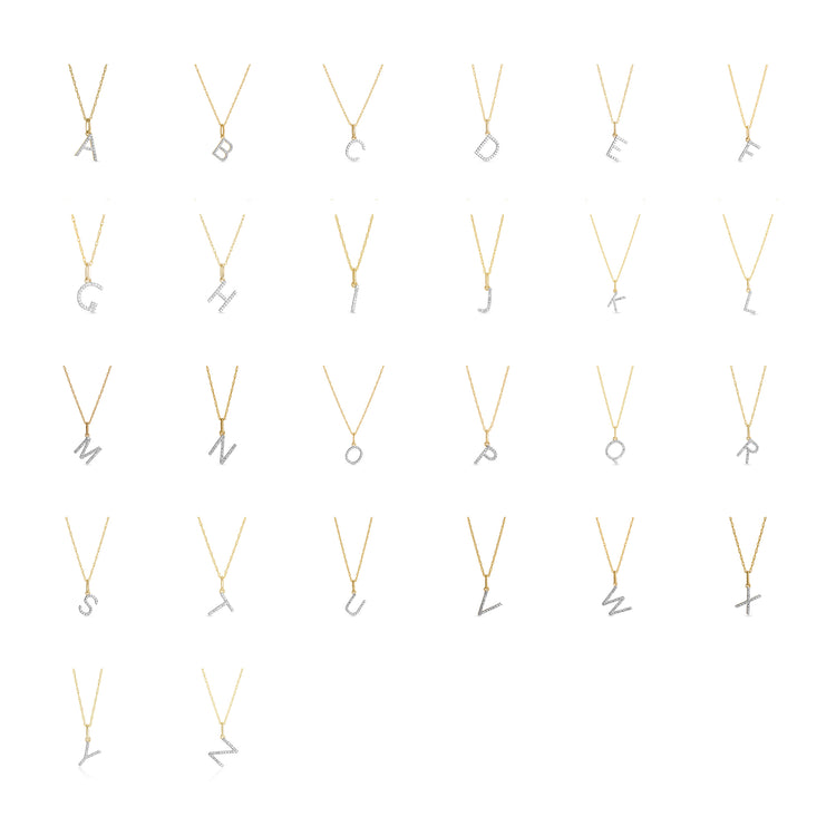 Large Pave Diamond Initial Charm Necklace