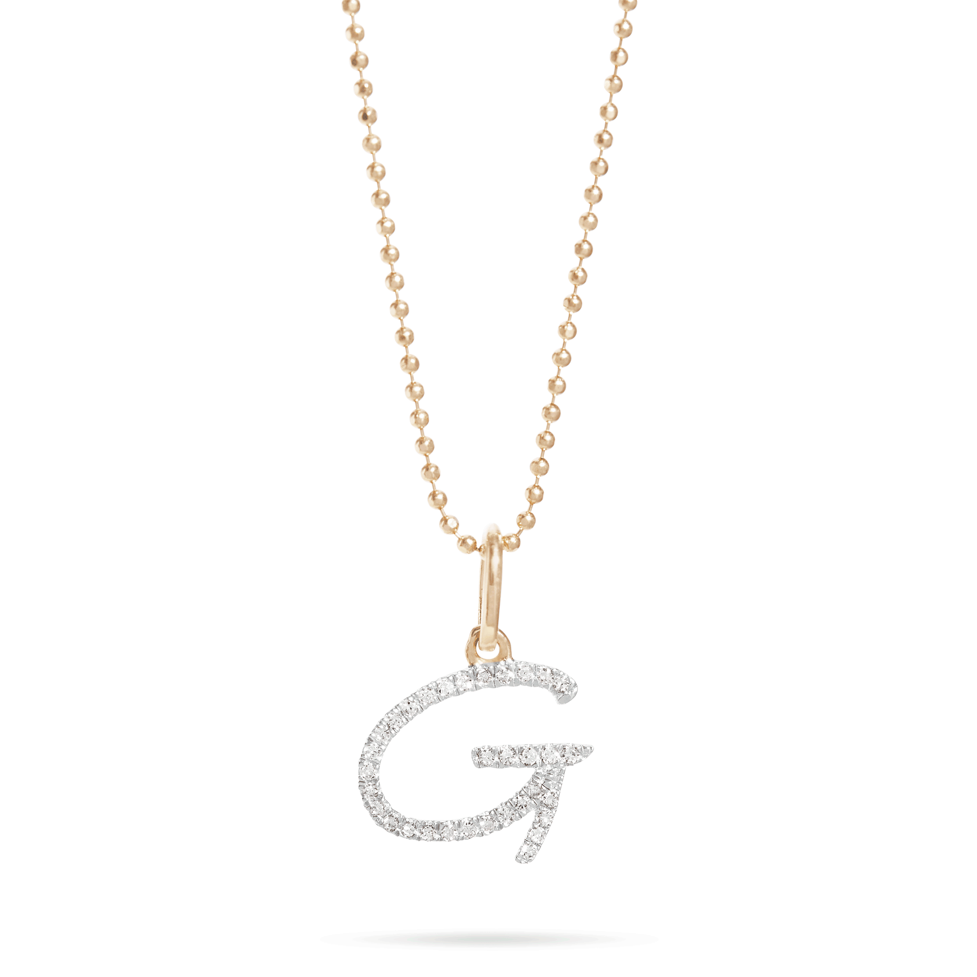Large Pave Scripted Initial Charm Necklace