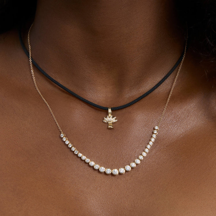 Image of 14K Yellow Gold Large Pave Shroomy Necklace with Stone and Strand Necklaces