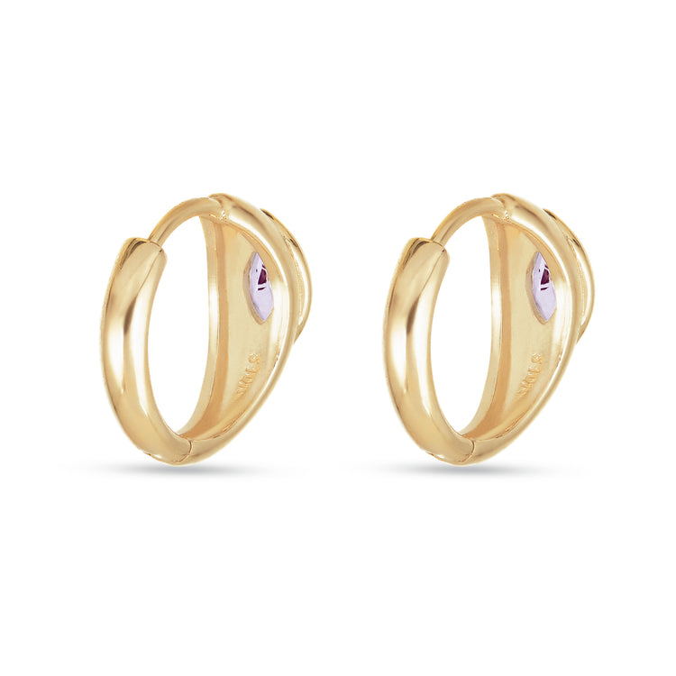Stone and Strand 10K Yellow Gold Lavender Haze Pink Amethyst Huggies Rear Image