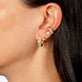 Image of 14K Yellow Gold Lavender Haze Pave Huggies with Stone and Strand Earrings
