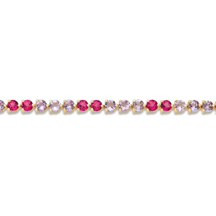 Stone and Strand 10K Yellow Gold Lavender Haze Pink Amethyst and Pink Topaz Tennis Bracelet Close Up Image