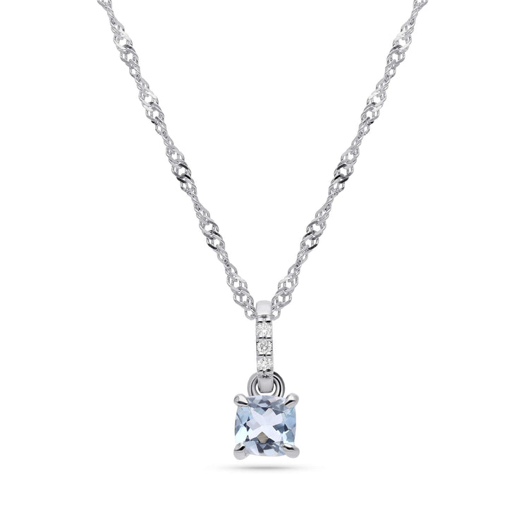 Stone and Strand 14K White Gold Le Bleu Aquamarine Cushion Cut Pendant Front Image