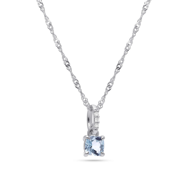 Stone and Strand 14K White Gold Le Bleu Aquamarine Cushion Cut Pendant Side Image
