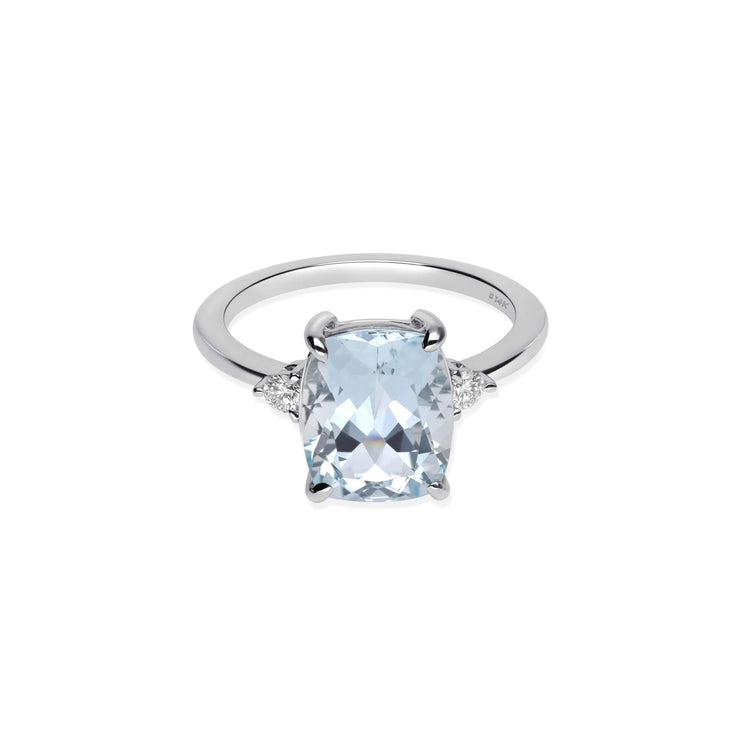 Stone and Strand 14K White Gold Le Bleu Aquamarine Diana Ring Front Image