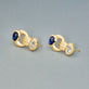 Stone and Strand 14K Yellow Gold Le Bleu Bijoux Gemstone Door Knocker Earrings Editorial Image