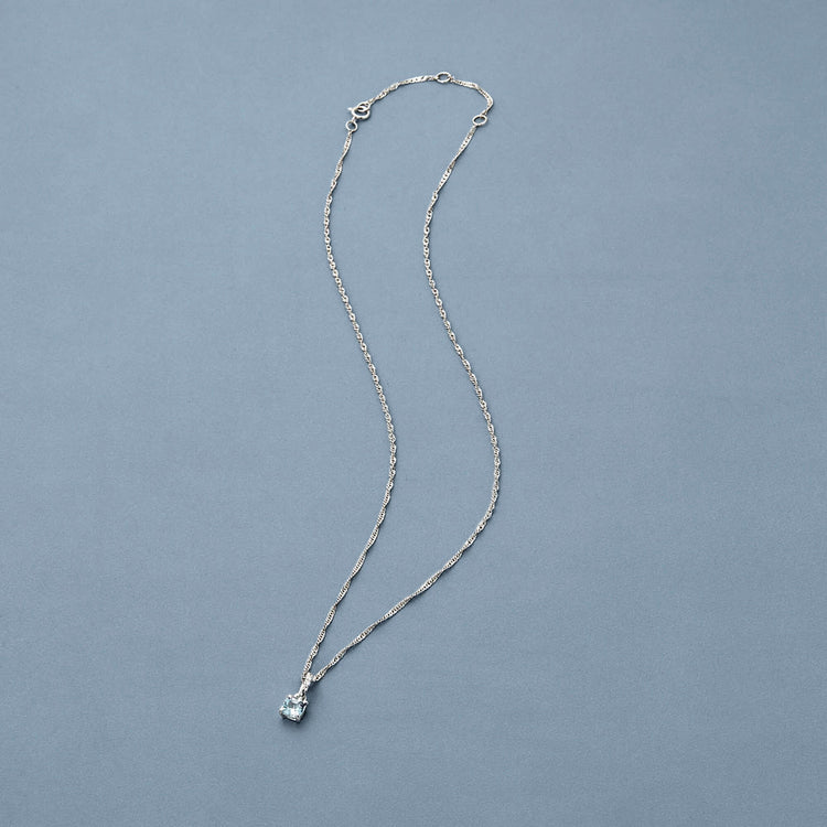 Stone and Strand 14K White Gold Le Bleu Cushion Cut Aquamarine Pendant Editorial Image