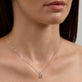 Image of 14K White Gold Le Bleu Cushion Cut Aquamarine Necklace on Models Neck