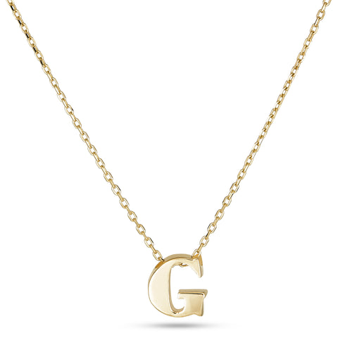 Stone and Strand 14K Yellow Gold Letterpress Initial Necklace Close Up Image