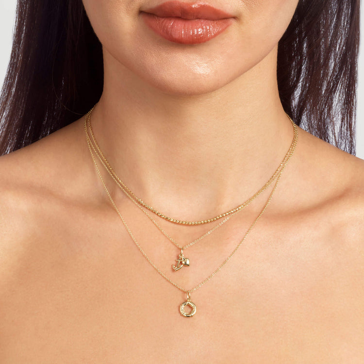Image of 10K Yellow Gold Head Above The Water Necklace with Stone and Strand Necklaces