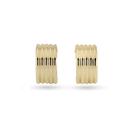 Stone and Strand 14K Yellow Gold Linear Ridge Hoops Front Image